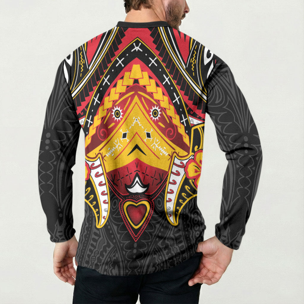 Papua New Guinea Independence Day Button Sweatshirt Tribal Mask LT05 - Polynesian Pride