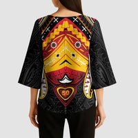 Papua New Guinea Independence Day Kimono Sleeve Blouse Tribal Mask - Polynesian Pride
