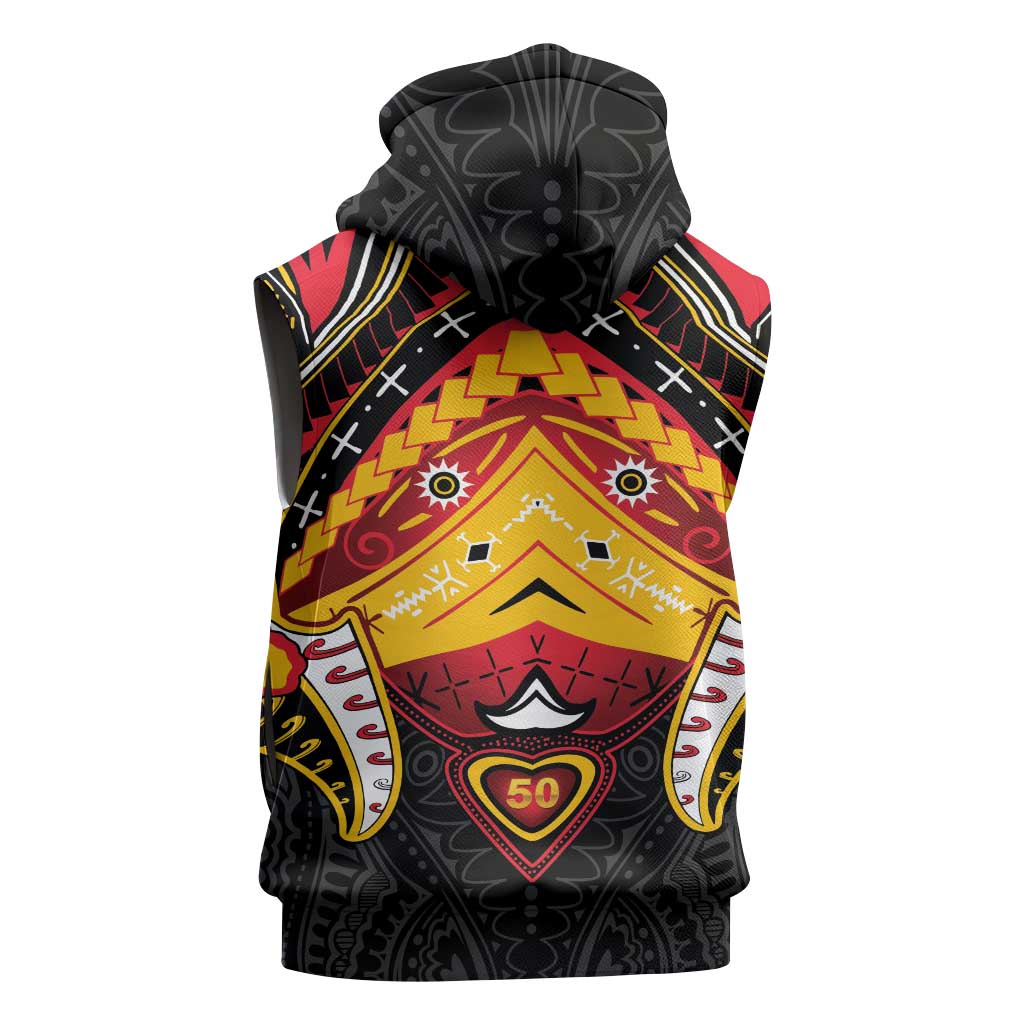 Papua New Guinea Independence Day Sleeveless Hoodie Tribal Mask - Polynesian Pride
