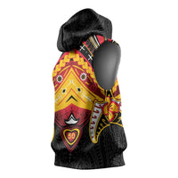 Papua New Guinea Independence Day Sleeveless Hoodie Tribal Mask - Polynesian Pride