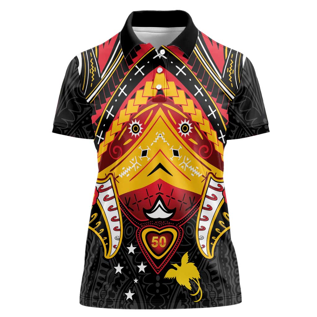 Papua New Guinea Independence Day Women Polo Shirt Tribal Mask LT05 Female Red - Polynesian Pride