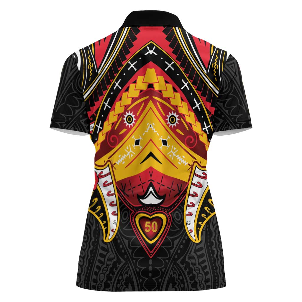 Papua New Guinea Independence Day Women Polo Shirt Tribal Mask LT05 - Polynesian Pride