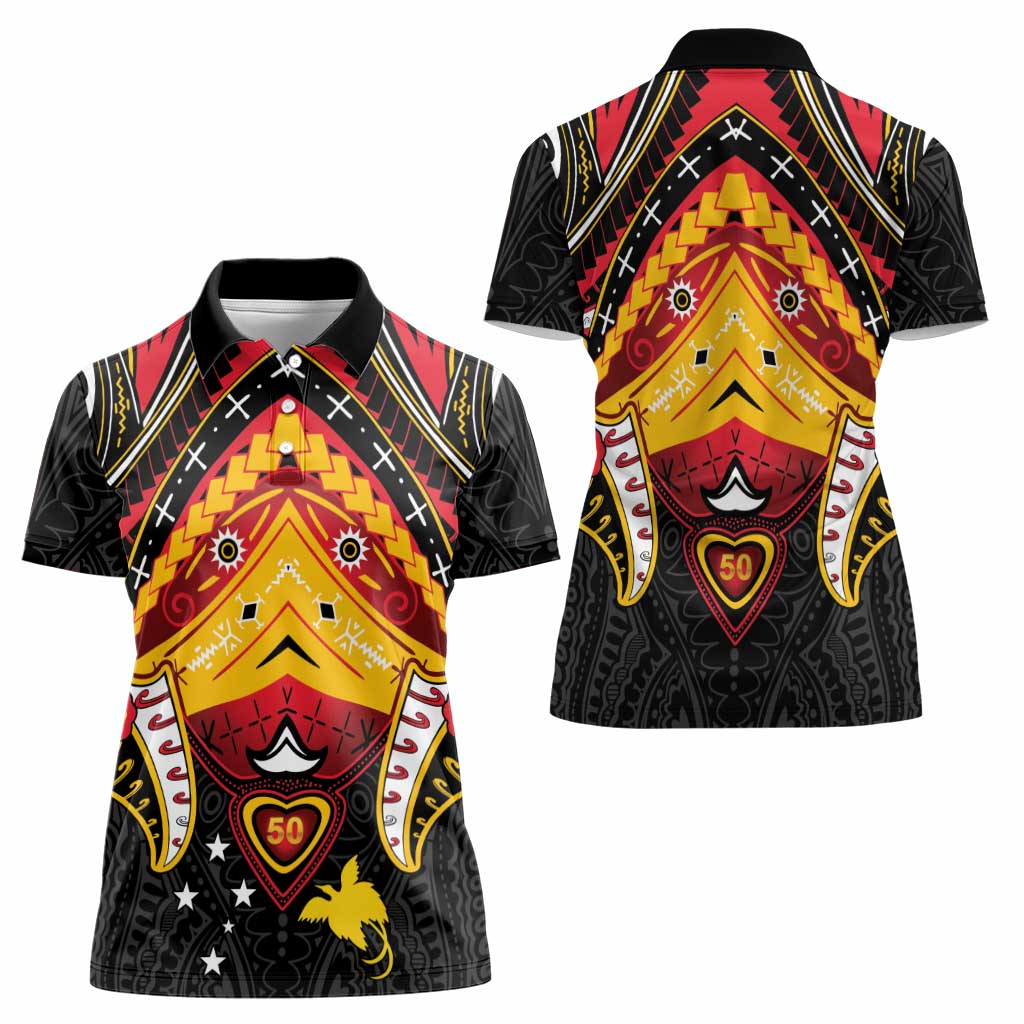 Papua New Guinea Independence Day Women Polo Shirt Tribal Mask LT05 - Polynesian Pride