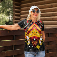 Papua New Guinea Independence Day Women Polo Shirt Tribal Mask LT05 - Polynesian Pride