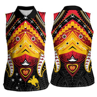 Papua New Guinea Independence Day Women Sleeveless Polo Shirt Tribal Mask LT05 - Polynesian Pride