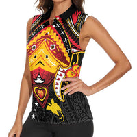 Papua New Guinea Independence Day Women Sleeveless Polo Shirt Tribal Mask LT05 - Polynesian Pride