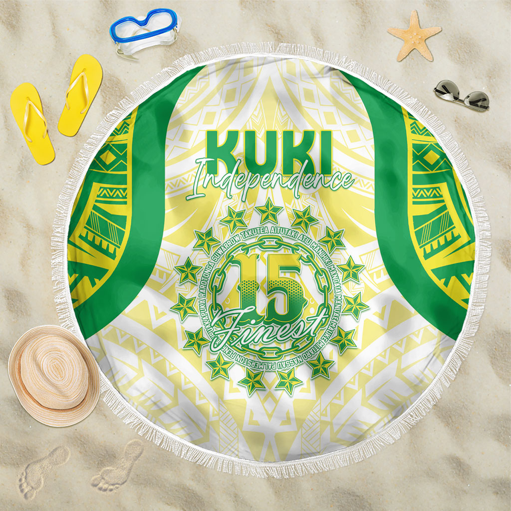 Kuki Independence 2026 Beach Blanket Cook Islands 15 Finest White Version LT05 One Size 150cm White - Polynesian Pride