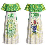 Kuki Independence 2026 Couples Matching Off Shoulder Maxi Dress and Long Sleeve Button Shirt Cook Islands 15 Finest White Version