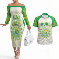 Kuki Independence 2026 Couples Matching Off The Shoulder Long Sleeve Dress and Hawaiian Shirt Cook Islands 15 Finest White Version