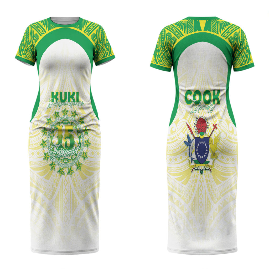Kuki Independence 2026 Couples Matching Short Sleeve Bodycon Dress and Hawaiian Shirt Cook Islands 15 Finest White Version