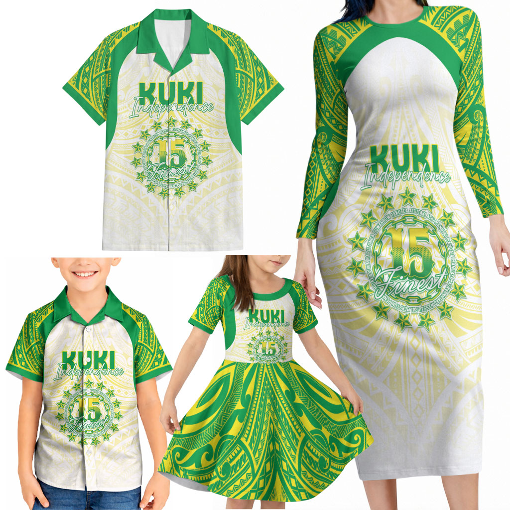 Kuki Independence 2026 Family Matching Long Sleeve Bodycon Dress and Hawaiian Shirt Cook Islands 15 Finest White Version