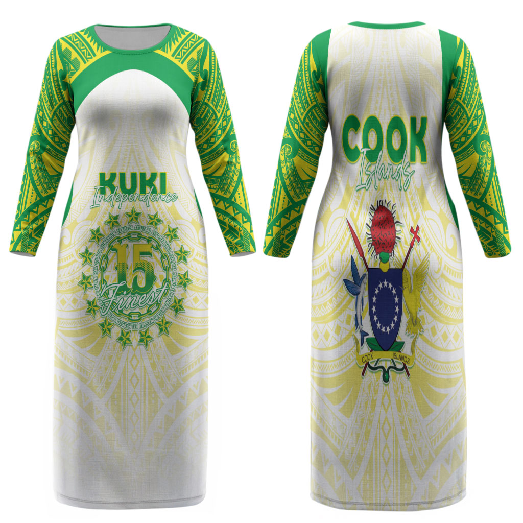 Kuki Independence 2026 Family Matching Long Sleeve Bodycon Dress and Hawaiian Shirt Cook Islands 15 Finest White Version
