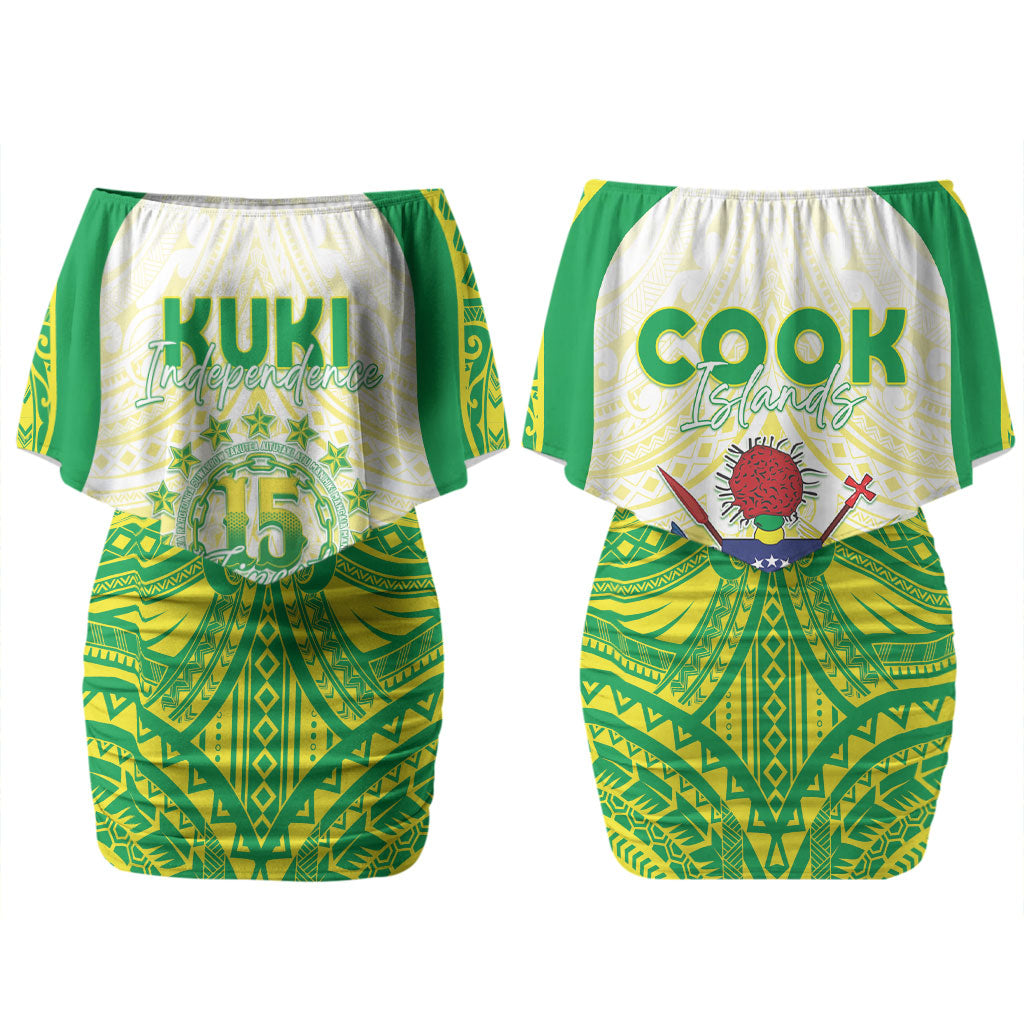 Kuki Independence 2026 Family Matching Off Shoulder Short Dress and Hawaiian Shirt Cook Islands 15 Finest White Version