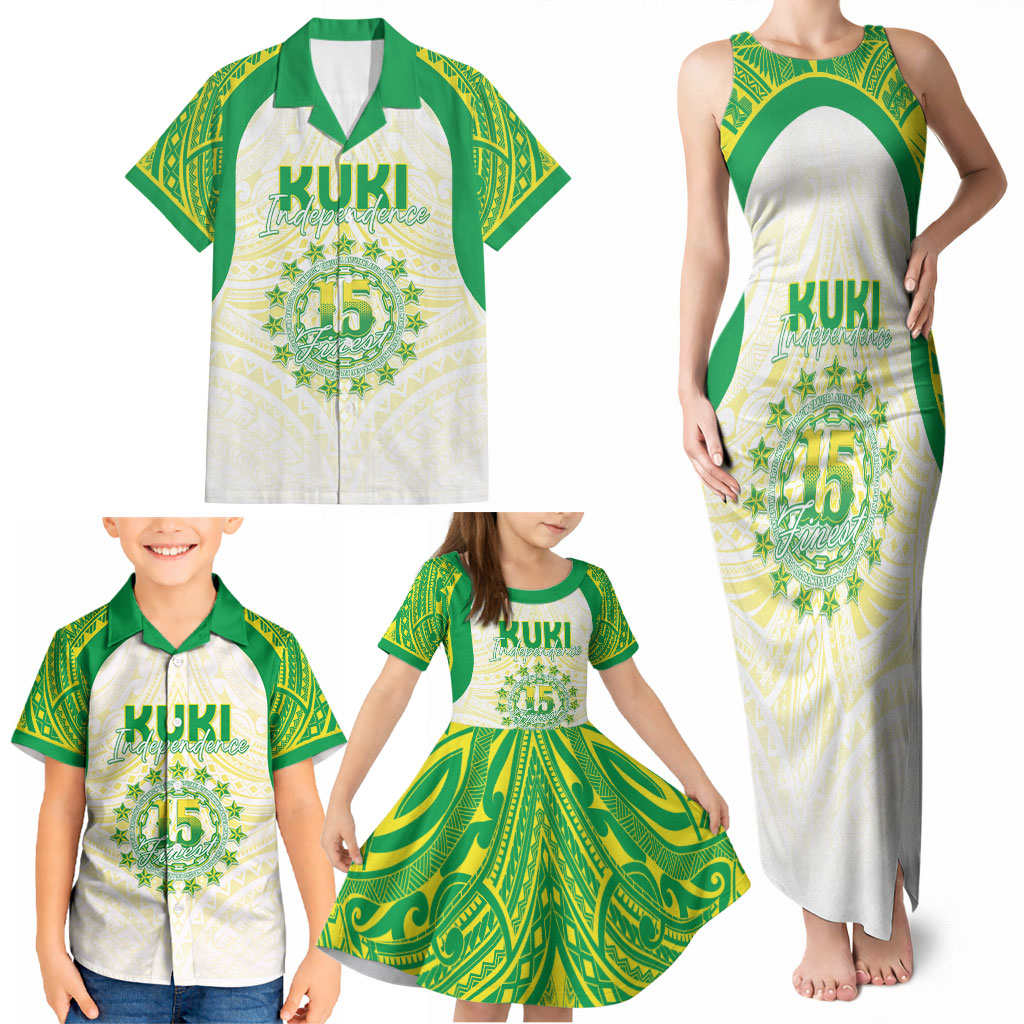 Kuki Independence 2026 Family Matching Tank Maxi Dress and Hawaiian Shirt Cook Islands 15 Finest White Version