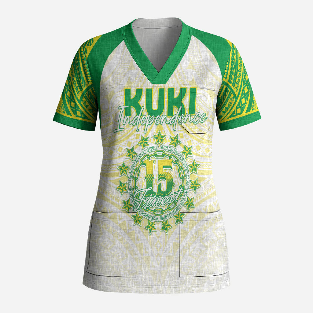 Kuki Independence 2026 Scrub Top Cook Islands 15 Finest White Version