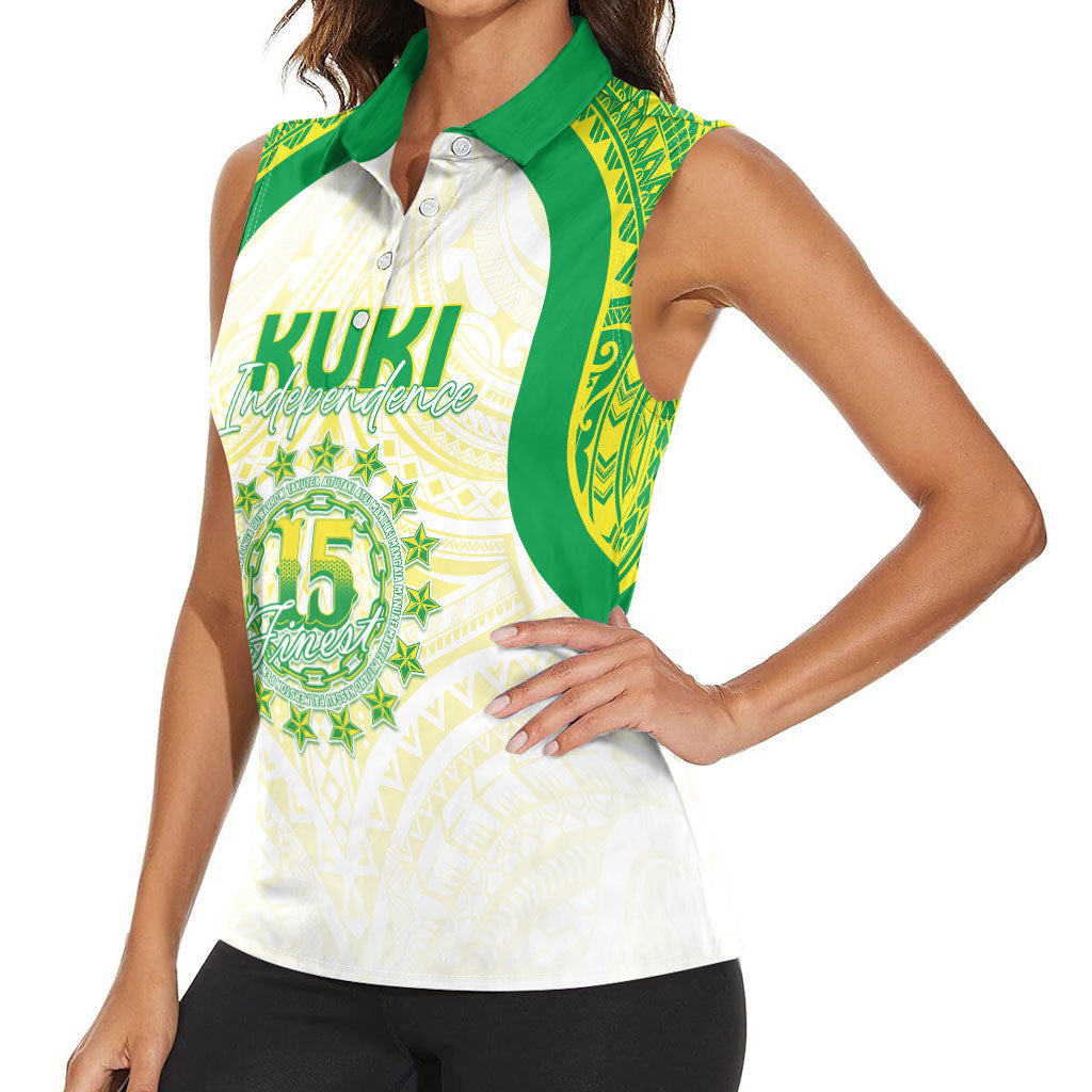 Kuki Independence 2026 Women Sleeveless Polo Shirt Cook Islands 15 Finest White Version