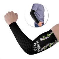 Hawaii Statehood Day Arm Sleeves Kakau Pattern With Maile Pikake Honohono Lei