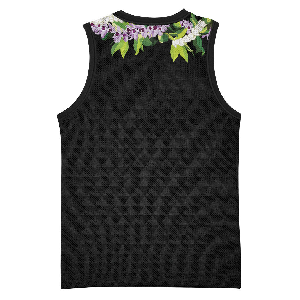 Hawaii Statehood Day Basketball Jersey Kakau Pattern With Maile Pikake Honohono Lei