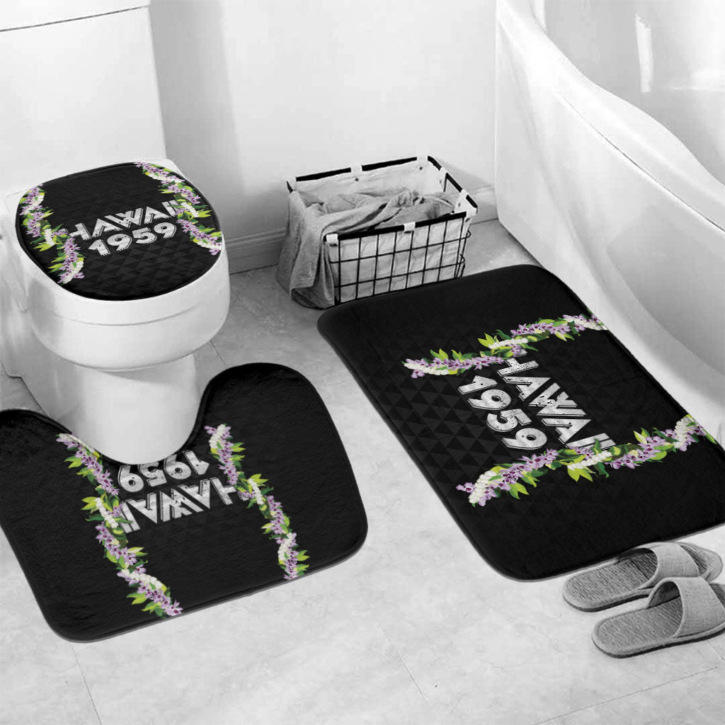 Hawaii Statehood Day Bathroom Set Kakau Pattern With Maile Pikake Honohono Lei