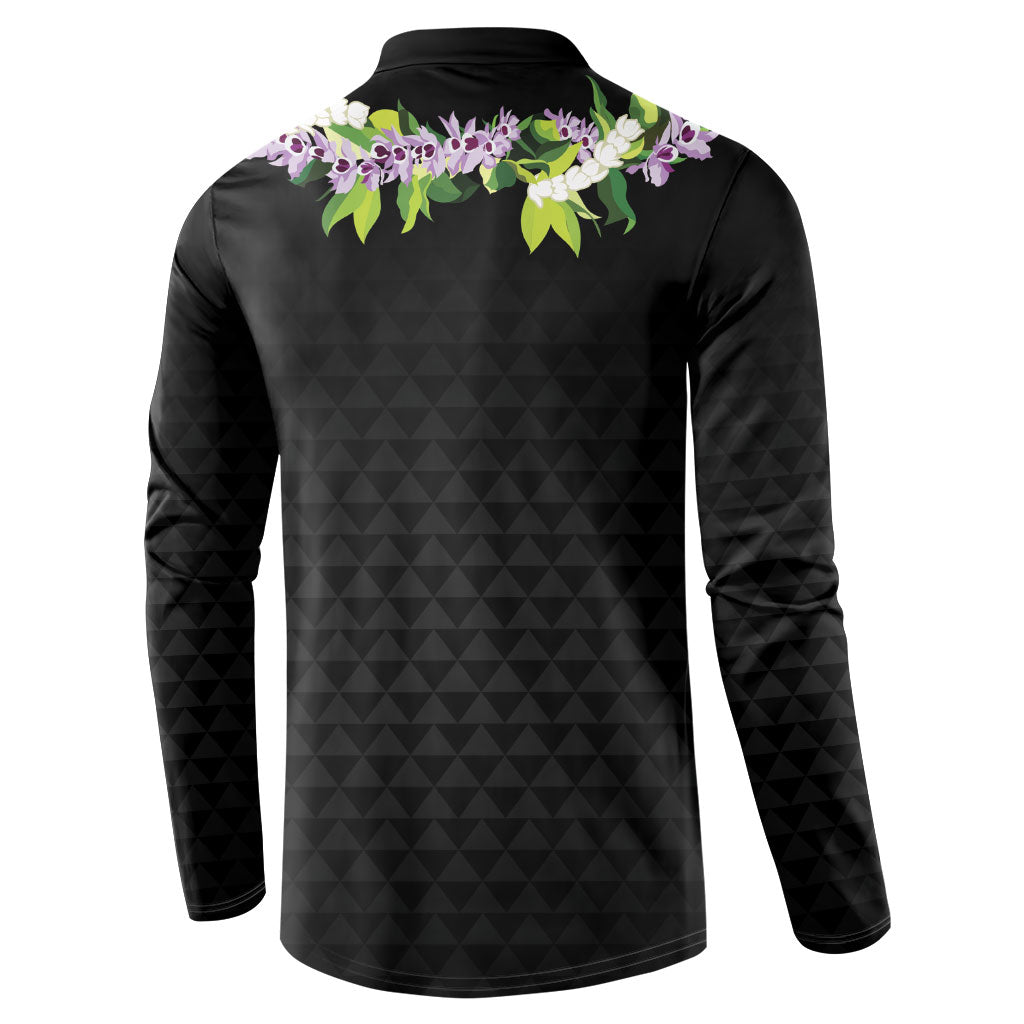 Hawaii Statehood Day Button Sweatshirt Kakau Pattern With Maile Pikake Honohono Lei