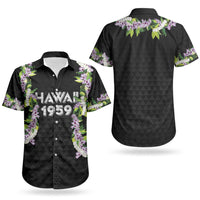 Hawaii Statehood Day Couples Matching Short Sleeve Bodycon Dress and Hawaiian Shirt Kakau Pattern With Maile Pikake Honohono Lei
