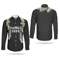 Hawaii Statehood Day Couples Matching Summer Maxi Dress and Long Sleeve Button Shirt Kakau Pattern With Maile Pikake Honohono Lei