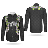 Hawaii Statehood Day Couples Matching Tank Maxi Dress and Long Sleeve Button Shirt Kakau Pattern With Maile Pikake Honohono Lei