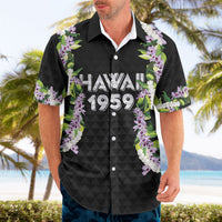Hawaii Statehood Day Hawaiian Shirt Kakau Pattern With Maile Pikake Honohono Lei