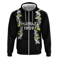 Hawaii Statehood Day Hoodie Kakau Pattern With Maile Pikake Honohono Lei