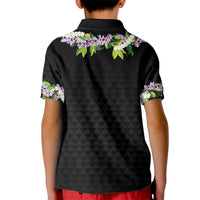 Hawaii Statehood Day Kid Polo Shirt Kakau Pattern With Maile Pikake Honohono Lei