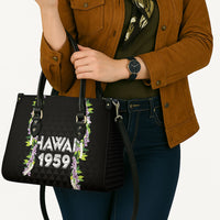 Hawaii Statehood Day Leather Bag Kakau Pattern With Maile Pikake Honohono Lei