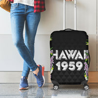 Hawaii Statehood Day Luggage Cover Kakau Pattern With Maile Pikake Honohono Lei