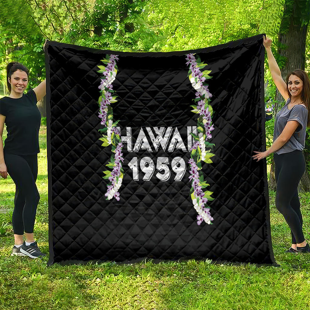 Hawaii Statehood Day Quilt Kakau Pattern With Maile Pikake Honohono Lei
