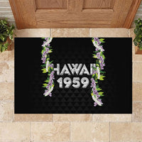 Hawaii Statehood Day Rubber Doormat Kakau Pattern With Maile Pikake Honohono Lei