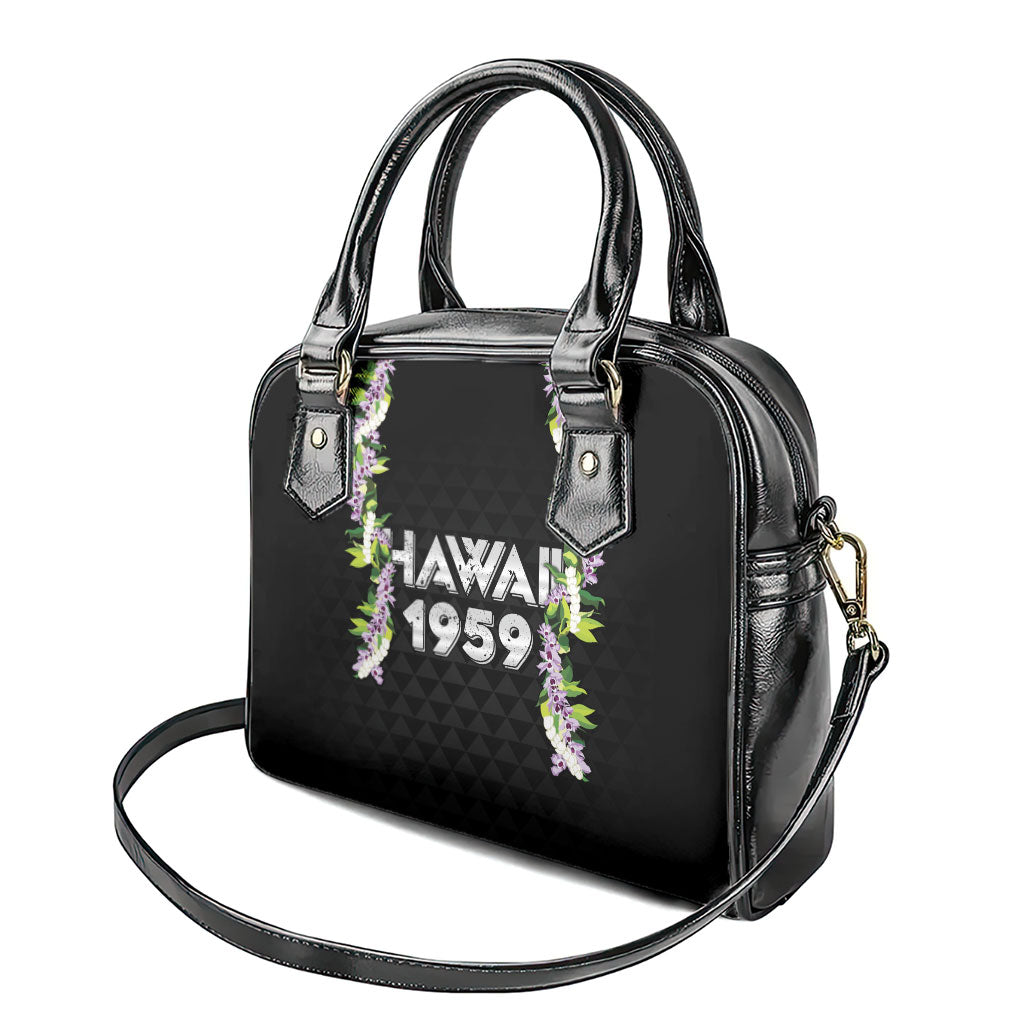 Hawaii Statehood Day Shoulder Handbag Kakau Pattern With Maile Pikake Honohono Lei