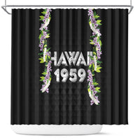 Hawaii Statehood Day Shower Curtain Kakau Pattern With Maile Pikake Honohono Lei