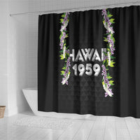 Hawaii Statehood Day Shower Curtain Kakau Pattern With Maile Pikake Honohono Lei
