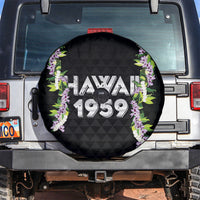 Hawaii Statehood Day Spare Tire Cover Kakau Pattern With Maile Pikake Honohono Lei