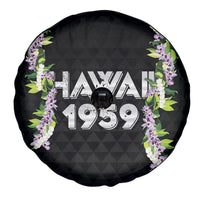 Hawaii Statehood Day Spare Tire Cover Kakau Pattern With Maile Pikake Honohono Lei