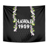 Hawaii Statehood Day Tapestry Kakau Pattern With Maile Pikake Honohono Lei