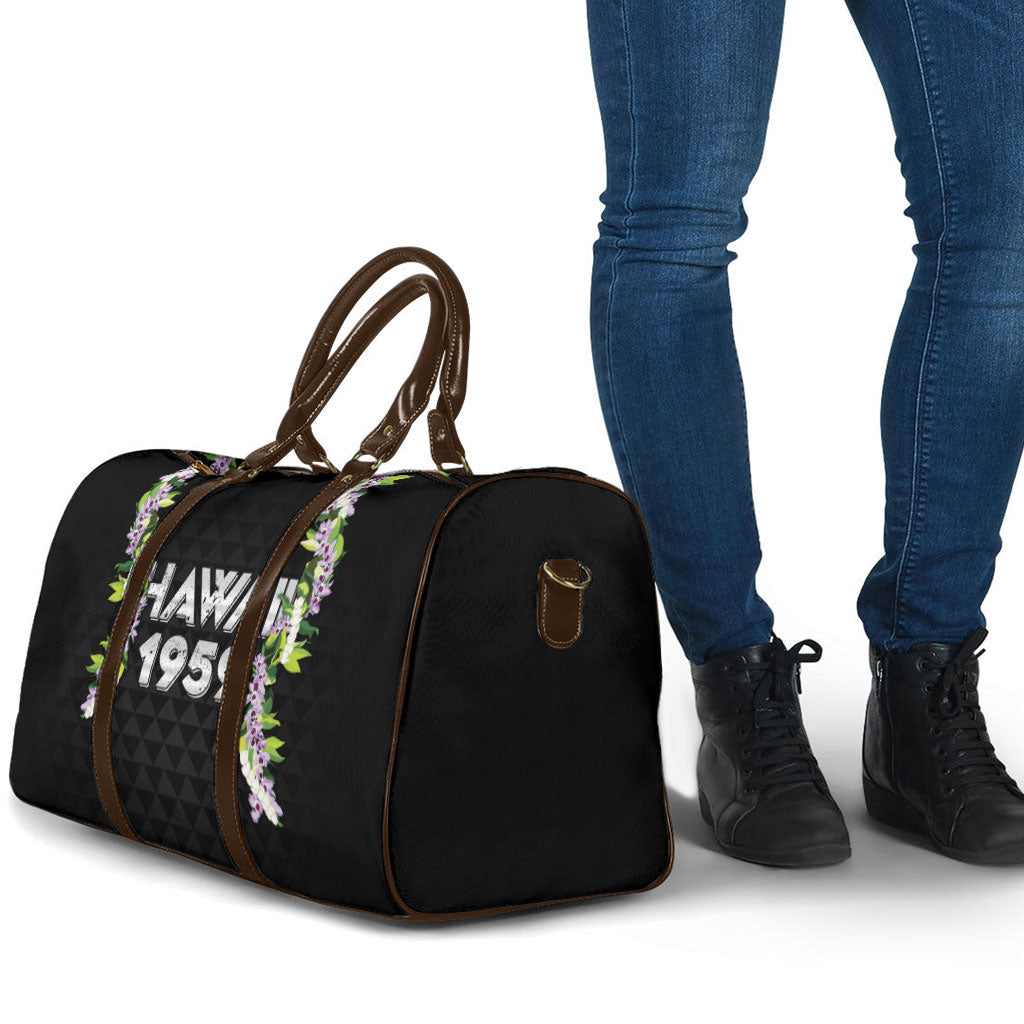 Hawaii Statehood Day Travel Bag Kakau Pattern With Maile Pikake Honohono Lei