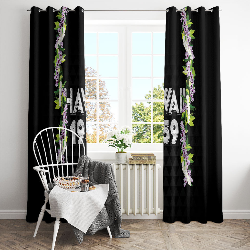 Hawaii Statehood Day Window Curtain Kakau Pattern With Maile Pikake Honohono Lei