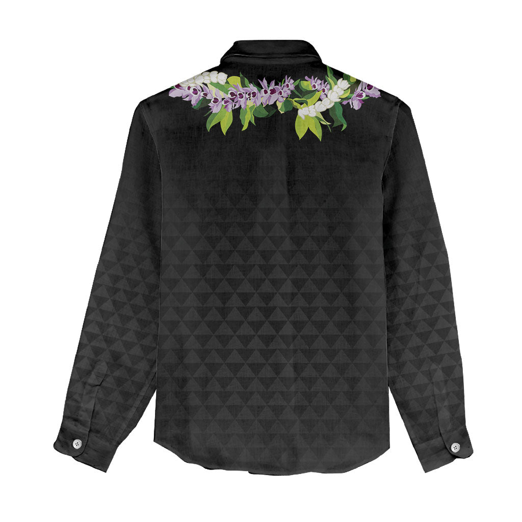 Hawaii Statehood Day Women Casual Shirt Kakau Pattern With Maile Pikake Honohono Lei
