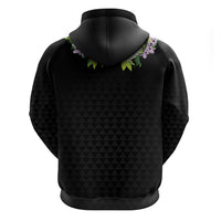 Hawaii Statehood Day Zip Hoodie Kakau Pattern With Maile Pikake Honohono Lei