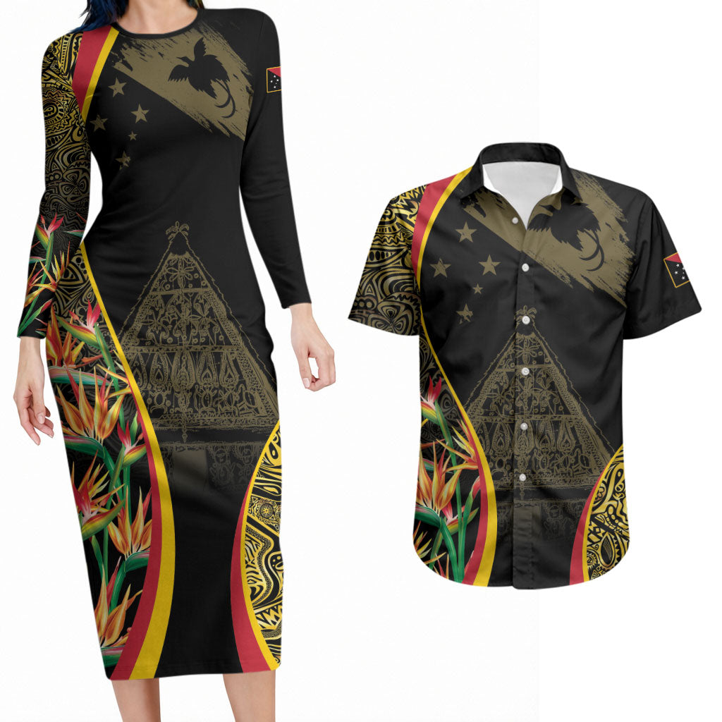 Papua New Guinea Hapi De Bilong Indipendens Couples Matching Long Sleeve Bodycon Dress and Hawaiian Shirt Special Style