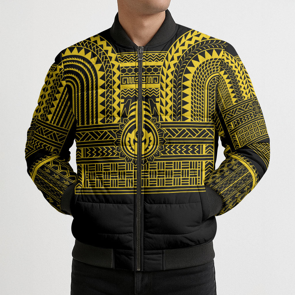 Philippines Filipinos Bomber Puffer Jacket Igorot Tribal Pattern Black