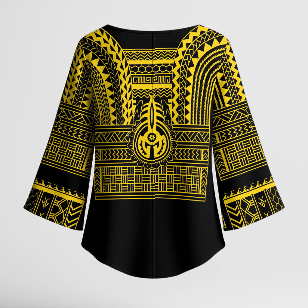 Philippines Filipinos Kimono Sleeve Blouse Igorot Tribal Pattern Black