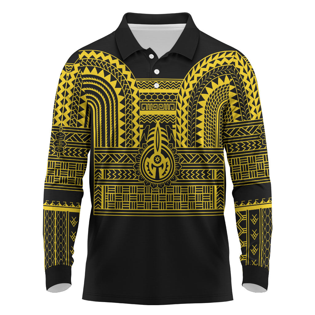 Philippines Filipinos Long Sleeve Polo Shirt Igorot Tribal Pattern Black