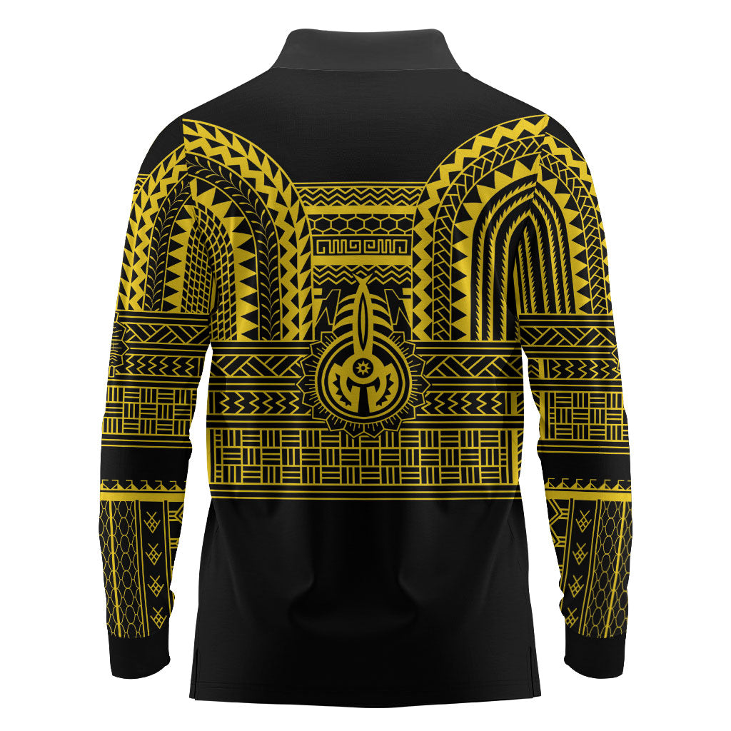 Philippines Filipinos Long Sleeve Polo Shirt Igorot Tribal Pattern Black
