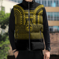 Philippines Filipinos Sleeveless Puffer Jacket Igorot Tribal Pattern Black